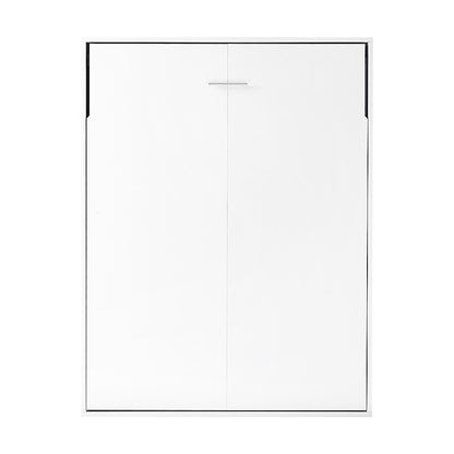 Double Wall Bed in White – Space Saving Murphy Bed Kit with Black Door Handle