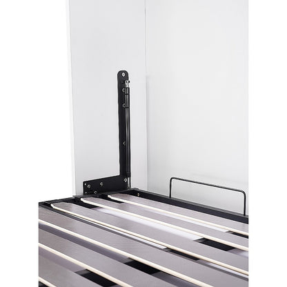 Queen Wall Bed in White Gloss – Space Saving Murphy Bed Kit with Silver Door Handle