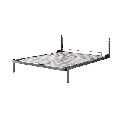 Queen Wall Bed in White Gloss – Space Saving Murphy Bed Kit with Black Door Handle