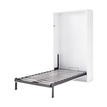 King-single Wall Bed in White Gloss – Space Saving Murphy Bed Kit with Silver Door Handle
