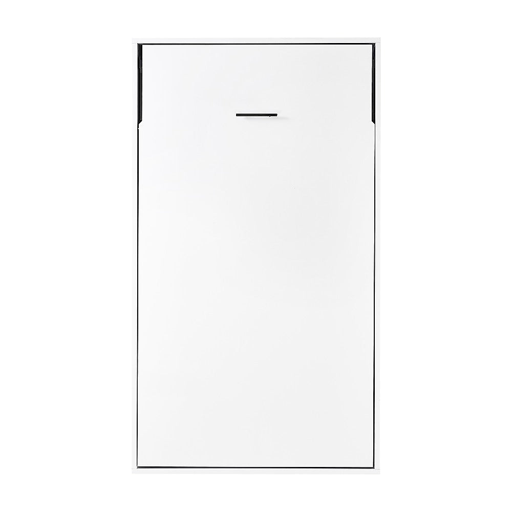 King-single Wall Bed in White Gloss – Space Saving Murphy Bed Kit with Silver Door Handle