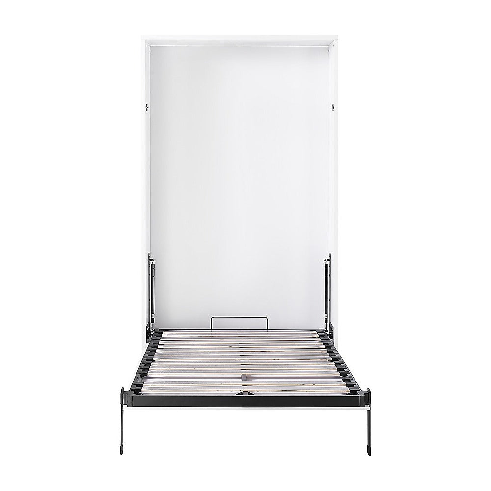 King-single Wall Bed in White – Space Saving Murphy Bed Kit with Black Door Handle