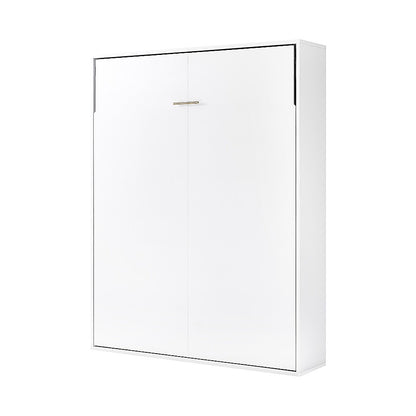 Queen Wall Bed in White – Space Saving Murphy Bed Kit with Silver Door Handle