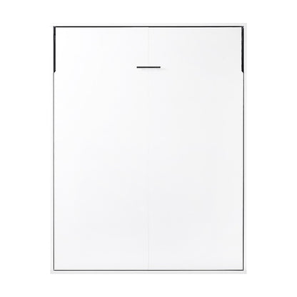 Queen Wall Bed in White – Space Saving Murphy Bed Kit with Silver Door Handle