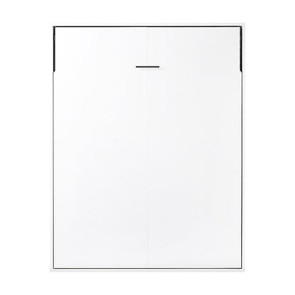 Queen Wall Bed in White – Space Saving Murphy Bed Kit with Gold Door Handle
