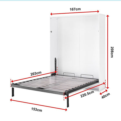 Queen Wall Bed in White – Space Saving Murphy Bed Kit with Gold Door Handle