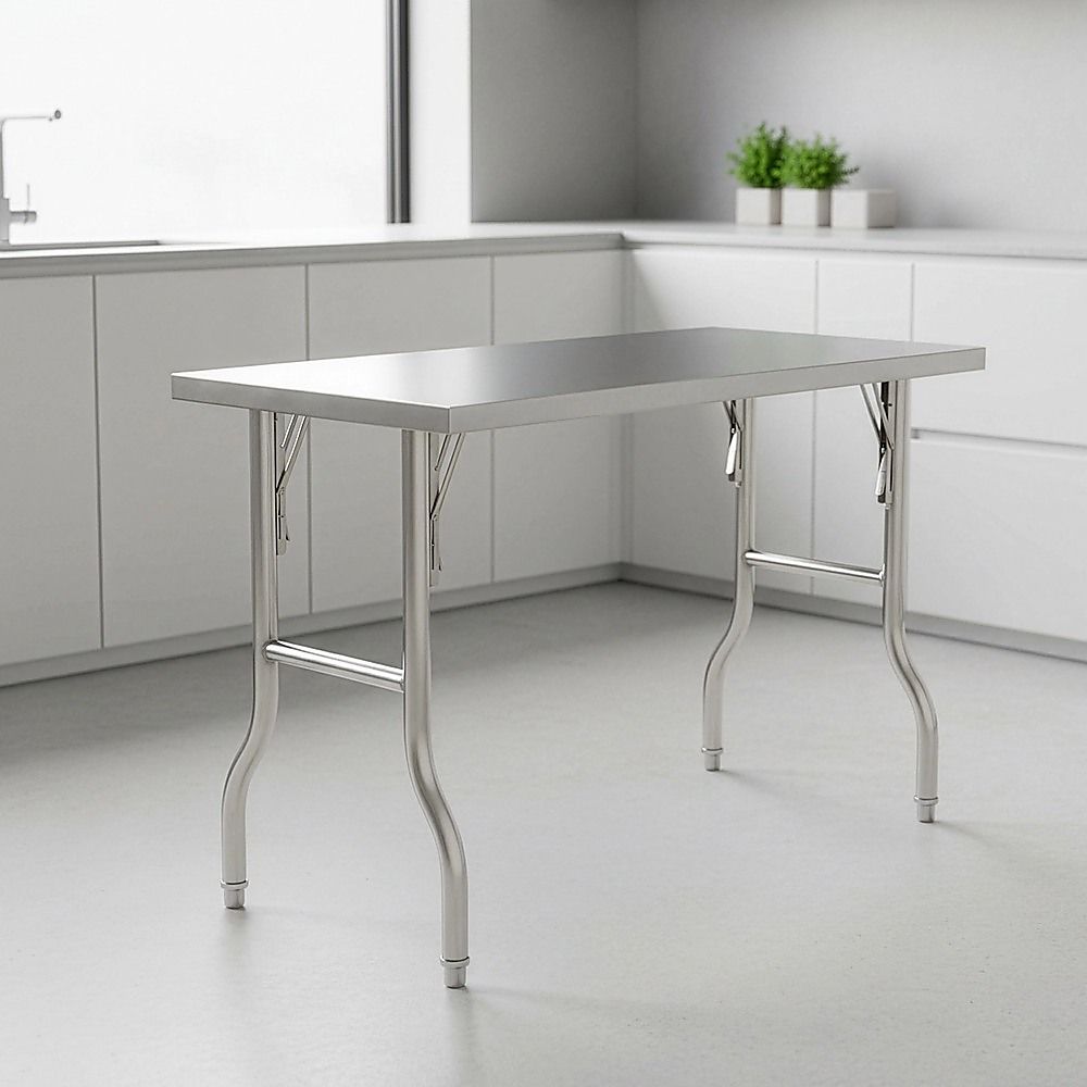 Stainless Steel Kitchen Bench Folding Commercial Prep Work Table 122x61cm
