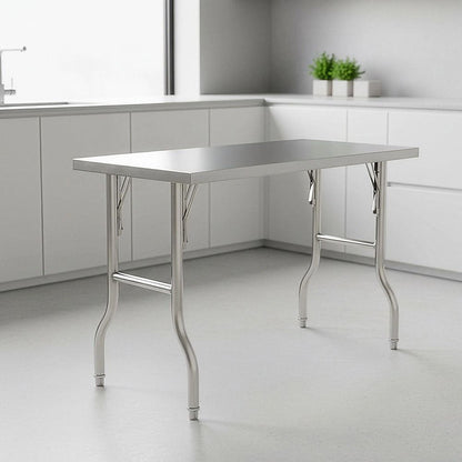 Stainless Steel Kitchen Bench Folding Commercial Prep Work Table 122x61cm