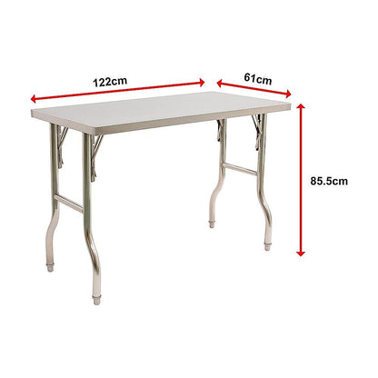 Stainless Steel Kitchen Bench Folding Commercial Prep Work Table 122x61cm