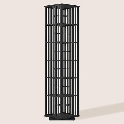 360 Rotating Bookshelf Bamboo Storage Display Rack Shelving in Black