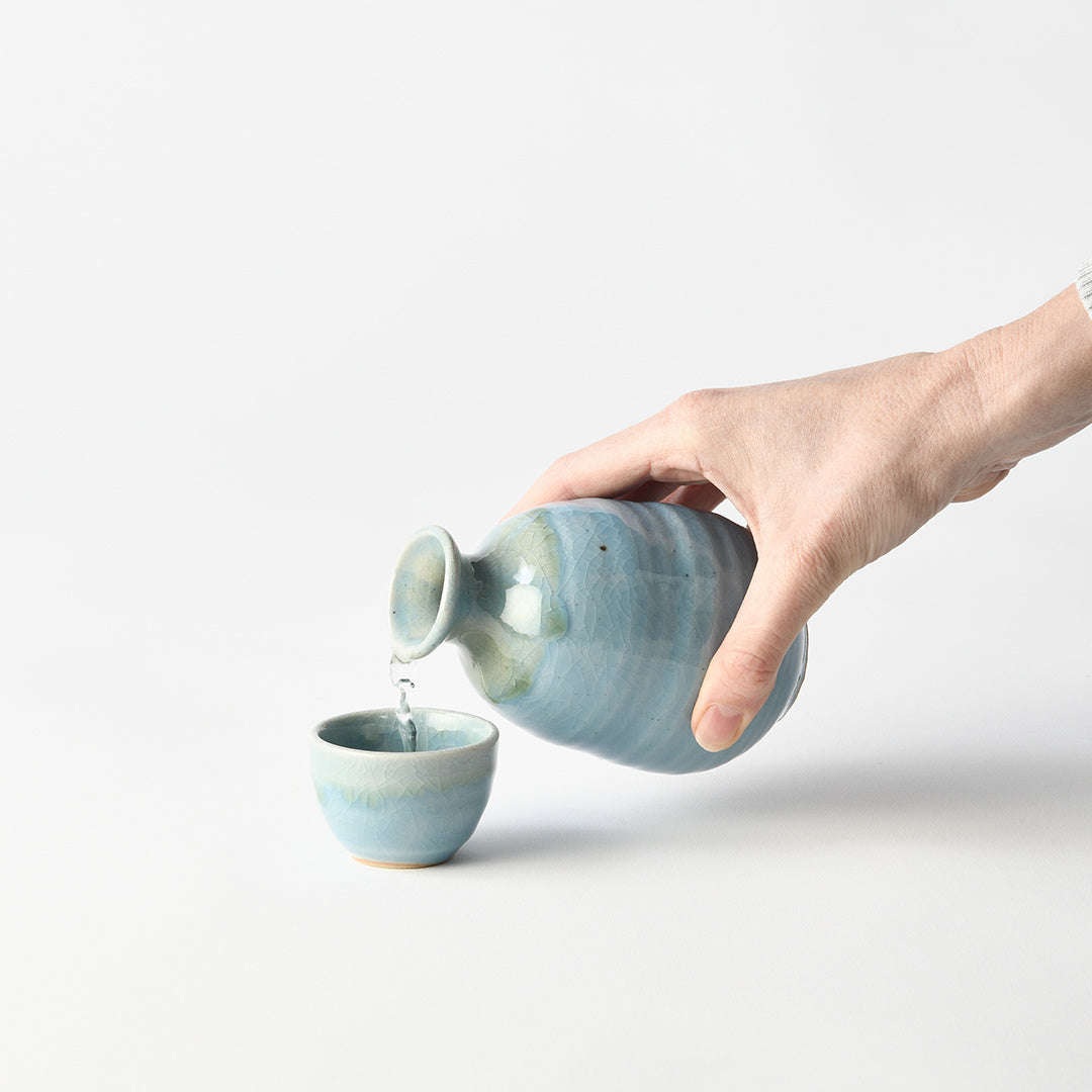 Sake Jug 280ml Crazed Blue Glaze