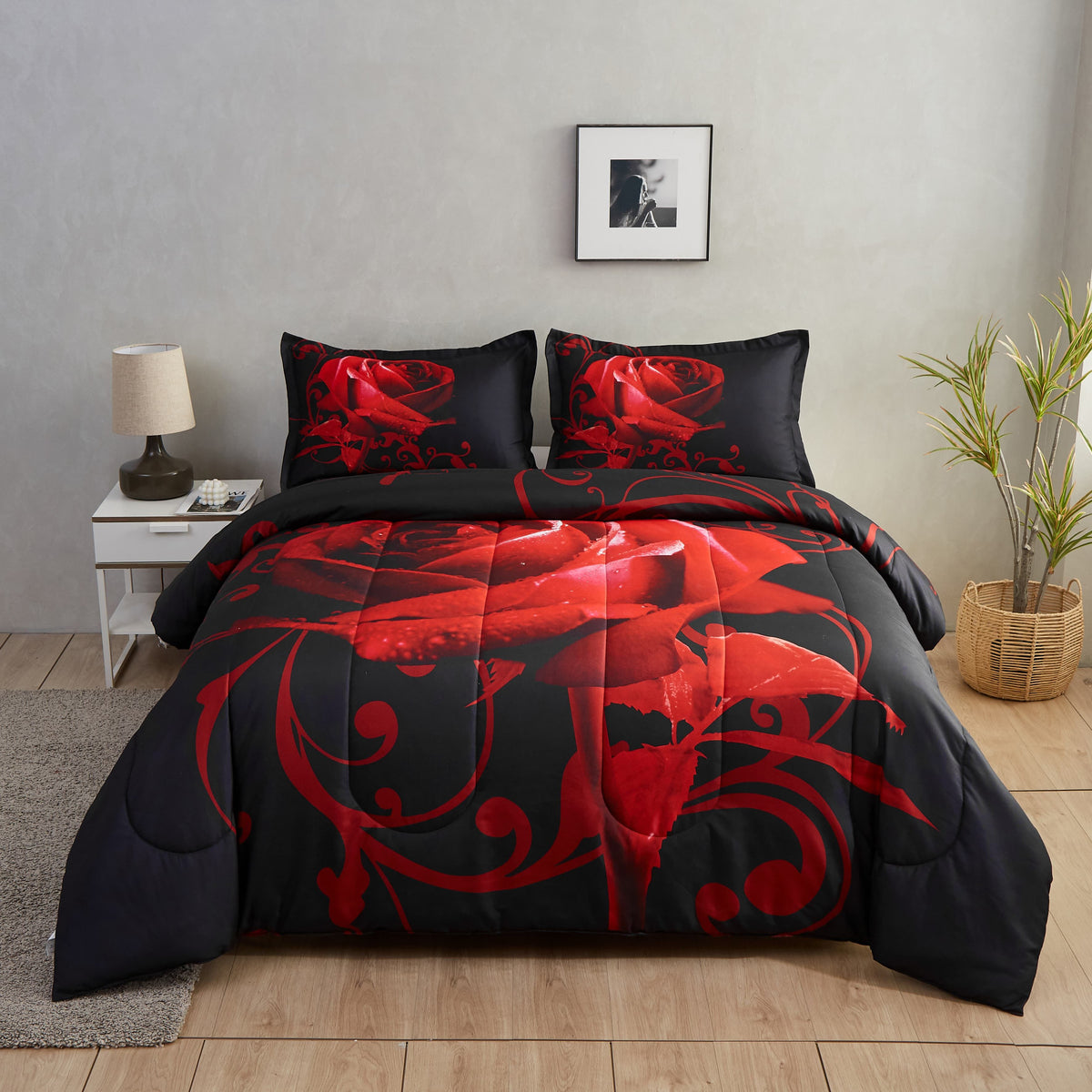 Black Rose Luxury 3 Piece Comforter Set