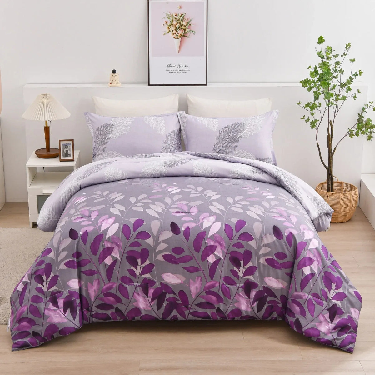 Violet Gardenia Luxe Floral 3 Piece Comforter Set