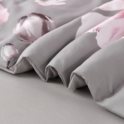 Grey Blush Peony Garden Comforter Quilted Doona Set