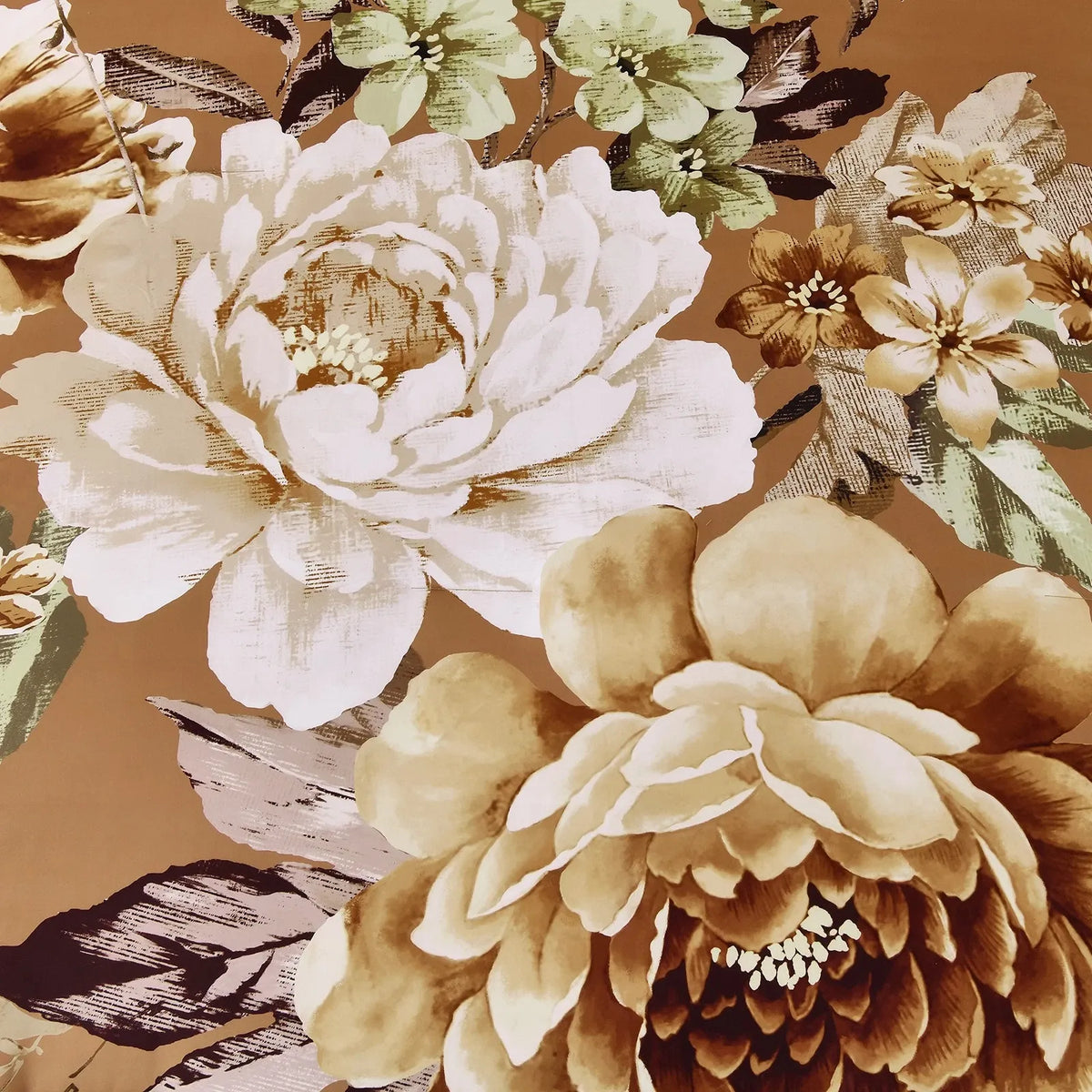 Golden Bloom Majesty Caramel Blossom 3 Piece Comforter Set