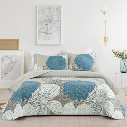Black Floral Boho Royale Bedspread Coverlet 3 Piece Set