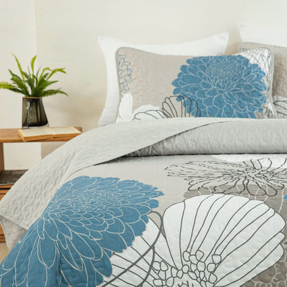Black Floral Boho Royale Bedspread Coverlet 3 Piece Set