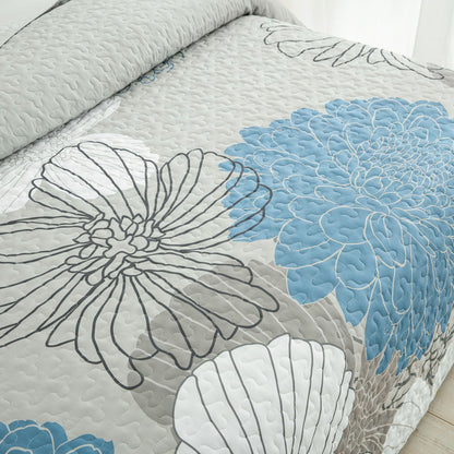 Black Floral Boho Royale Bedspread Coverlet 3 Piece Set