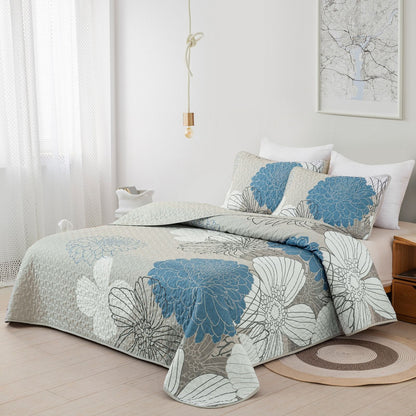 Black Floral Boho Royale Bedspread Coverlet 3 Piece Set