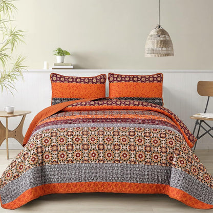 Sunset Boho Mosaic 3 Piece Bedspread Set