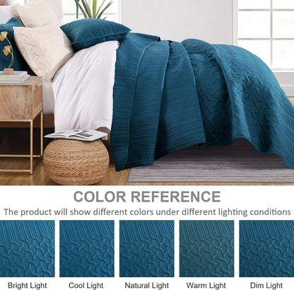 Teal Blue Wave Dream Bedspread Coverlet 3 Piece Set