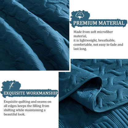 Teal Blue Wave Dream Bedspread Coverlet 3 Piece Set