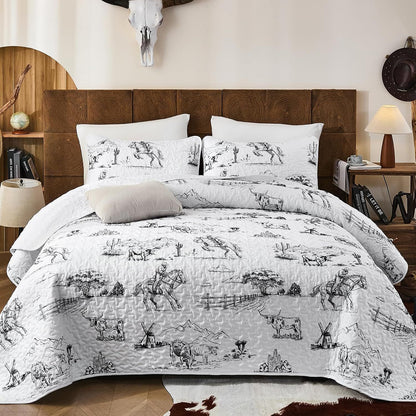 Black Quilted Vista Bedspread Coverlet 3 Piece Set