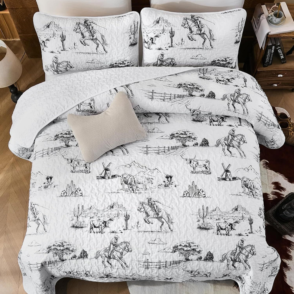 Black Quilted Vista Bedspread Coverlet 3 Piece Set