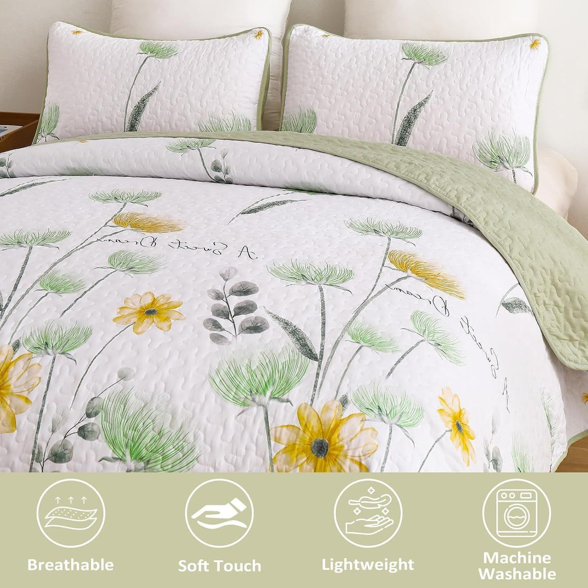 Elegant Floral Majesty Bedspread Coverlet 3 Piece Set