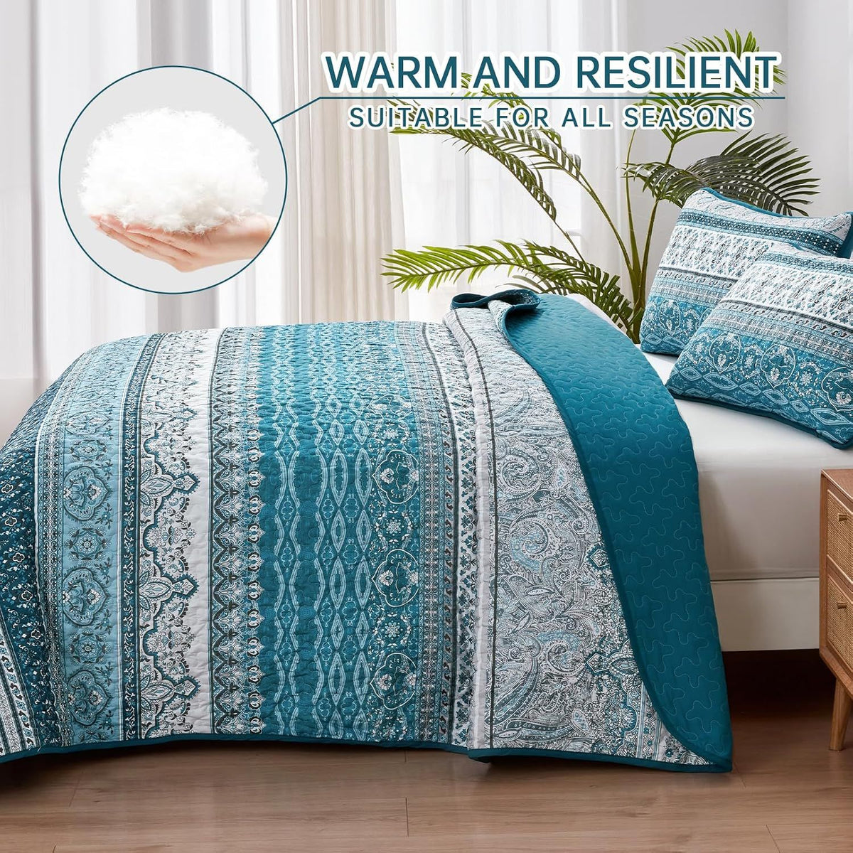 Blue Boho Royale Bedspread Coverlet 3 Piece Set