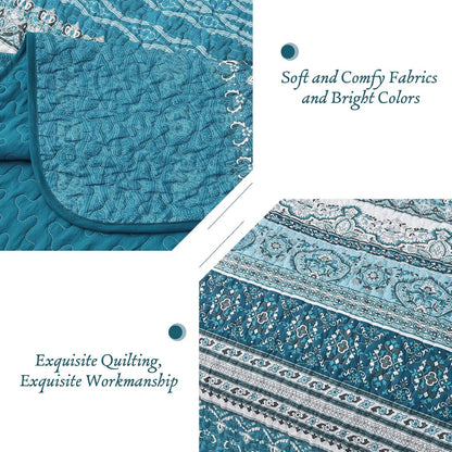 Blue Boho Royale Bedspread Coverlet 3 Piece Set