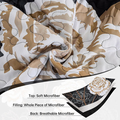 Black Floral Majesty Bedspread Coverlet 3 Piece Set