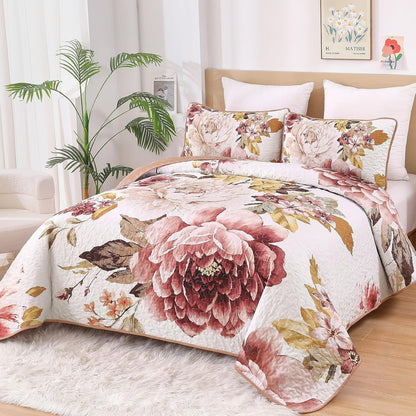 Blush Botanica Reverie 3 Piece Reversible Bedspread Set