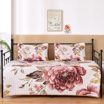 Blush Botanica Reverie 3 Piece Reversible Bedspread Set