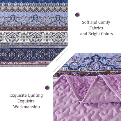 Purple Boho Haven Bedspread Coverlet 3 Piece Set