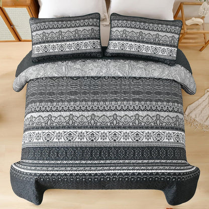 Black Boho Majesty Bedspread Coverlet 3 Piece Set