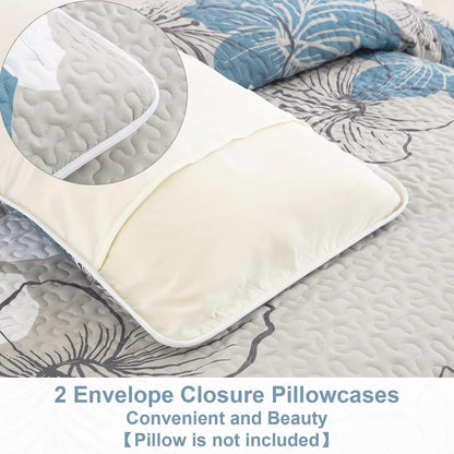 Blue Floral Boho Dream Bedspread Coverlet 3 Piece Set