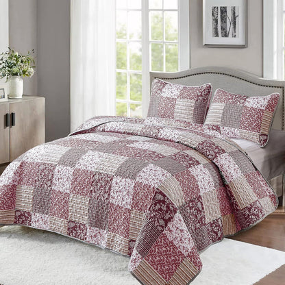 Blush Bohemian Patchwork 3 Piece bed spread Set
