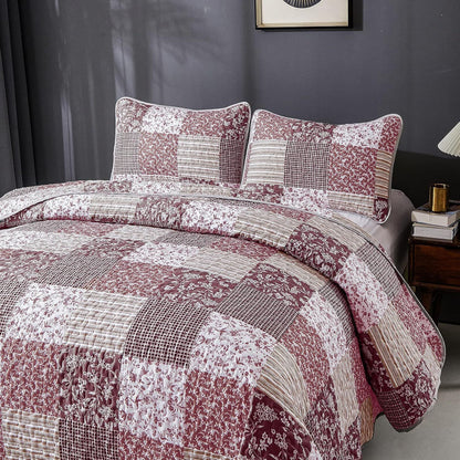 Blush Bohemian Patchwork 3 Piece bed spread Set