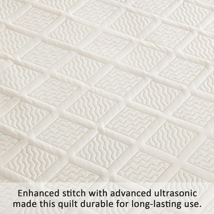 Beige Quilted Royale Bedspread Coverlet 3 Piece Set