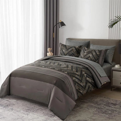 Charcoal Geometric Luxe Comforter Quilted Doona Set