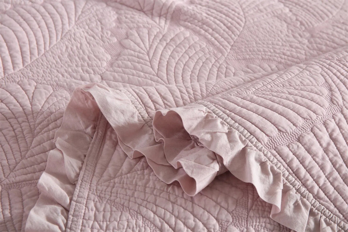 100% Cotton Embossed Blush Rose Coverlet Bedspread Set