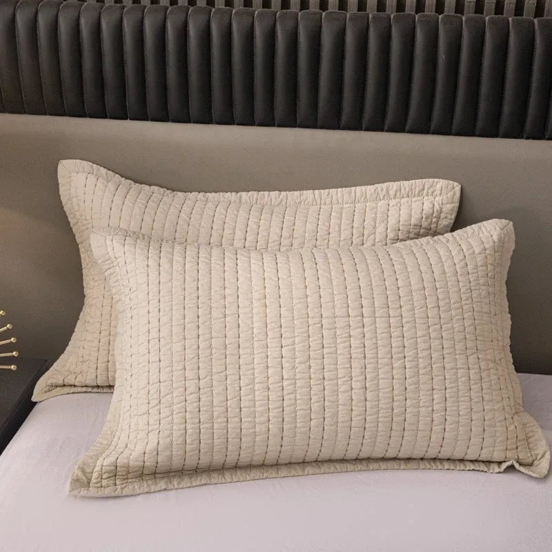 100% Cotton Embossed Taupe Linear Luxe Coverlet Bedspread Set