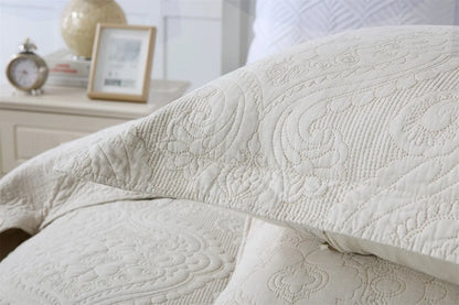 100% Cotton Embossed Ivory Floral Grace Coverlet Bedspread Set