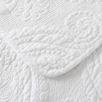 100% Cotton Embossed White Opal Coverlet Bedspread Set