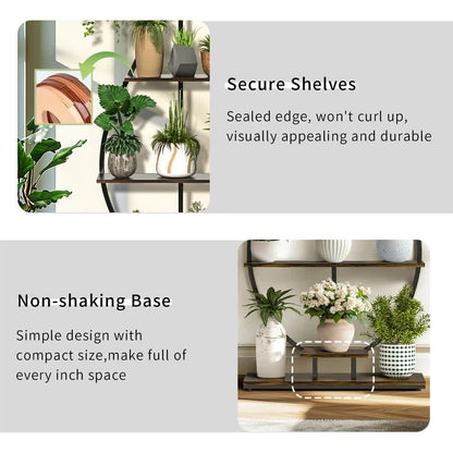 180Cm Tall Plant Stand Indoor Vase-Shape Metal Plant Shelf With Hanging Hooks