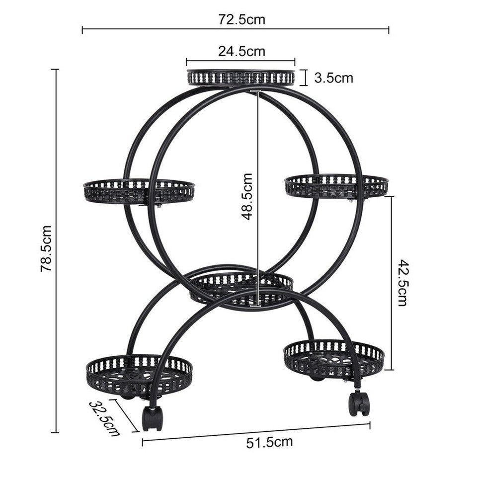 Metal Plant Stand Rack 4Tier Indoor Flower Pot Stand with Wheels for Living Room