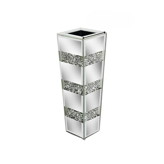 P&P Silver Diamond Inlaid Table Vase, Modern Decorative Centerpiece for Home