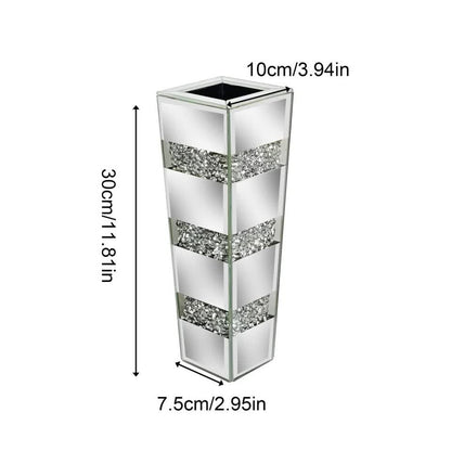 P&P Silver Diamond Inlaid Table Vase, Modern Decorative Centerpiece for Home