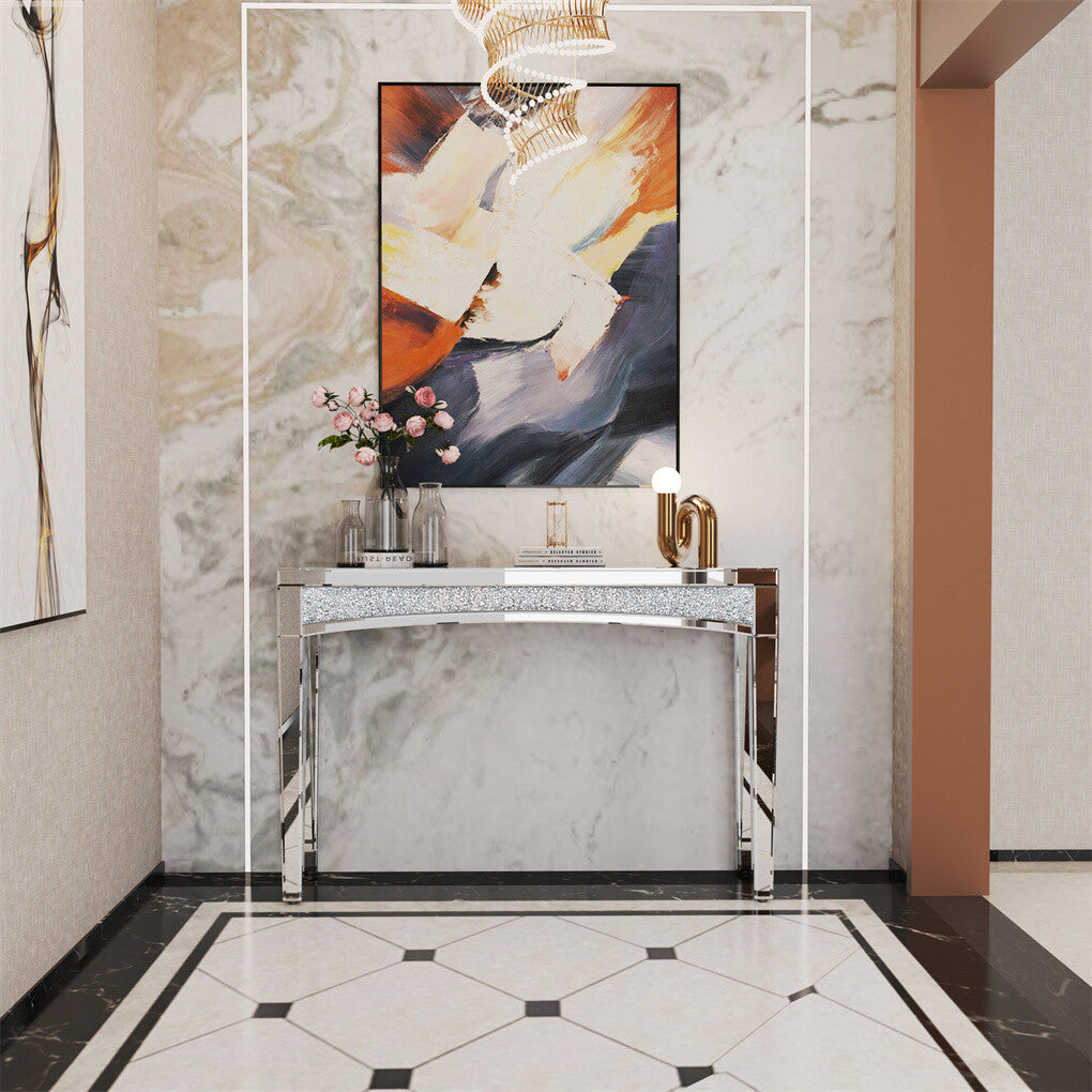 Crushed Diamond Mirrored Console Table Entrance Furniture